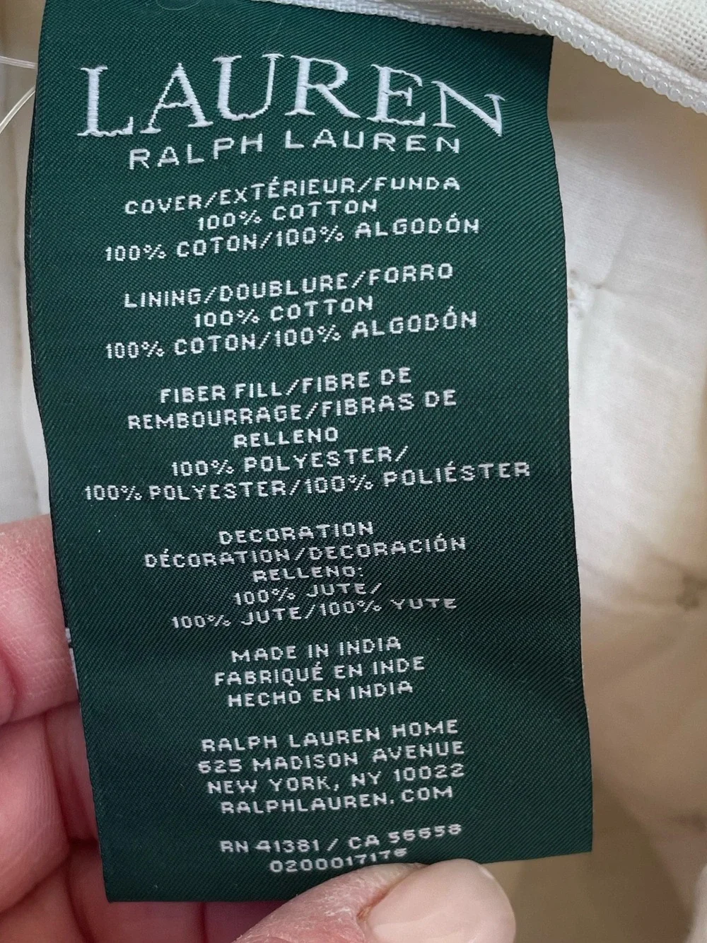 NWT Lauren Ralph Lauren set of 3 pillowcases, cream, gold, 100% cotton; 20”x20”
